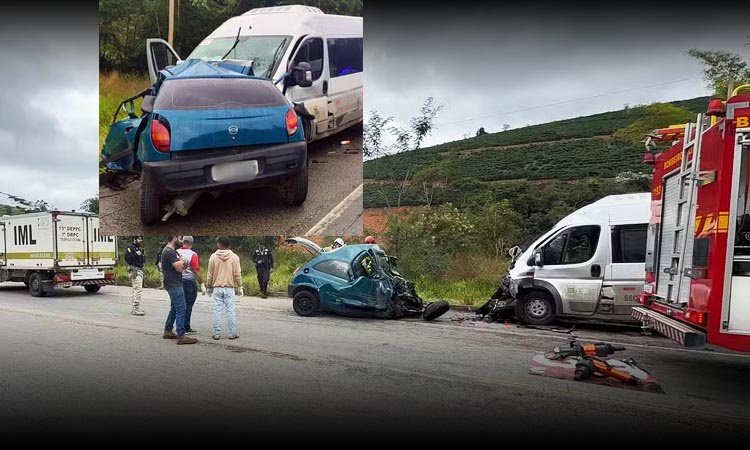 Cinco pessoas morreram em colisão de carro contra van na BR-116, na manhã desta segunda-feira